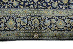 Full view of 2000s Kashan rug from Iran / Persia, 400 × 281 cm in Blue tones