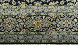 Full view of 2000s Kashan rug from Iran / Persia, 393 × 296 cm in Blue tones