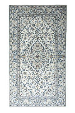 Full view of 2000s Kashan rug from Iran / Persia, 263 × 148 cm in Beige tones