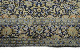Full view of 2000s Kashan rug from Iran / Persia, 272 × 211 cm in Blue tones
