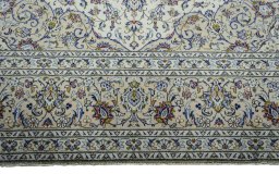 Full view of 2000s Kashan rug from Iran / Persia, 400 × 290 cm in Beige tones