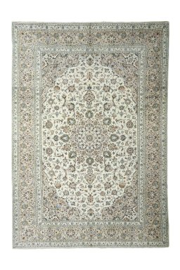 Full view of 2000s Kashan rug from Iran / Persia, 345 × 240 cm in Beige tones