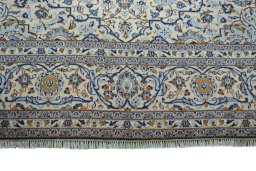 Full view of 2000s Kashan rug from Iran / Persia, 408 × 293 cm in Beige tones