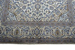 Full view of 2000s Kashan rug from Iran / Persia, 300 × 193 cm in Beige tones