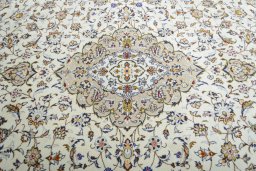 Central medallion detail of 2000s Kashan rug from Iran / Persia