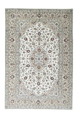 Full view of 2000s Kashan rug from Iran / Persia, 301 × 207 cm in Beige tones