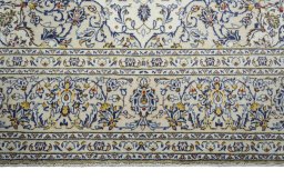 Full view of 2000s Kashan rug from Iran / Persia, 327 × 207 cm in Beige tones