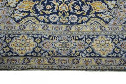 Full view of 2000s Kashan rug from Iran / Persia, 384 × 301 cm in Blue tones