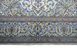 Full view of 2000s Kashan rug from Iran / Persia, 300 × 197 cm in Beige tones