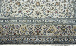 Full view of 2000s Kashan rug from Iran / Persia, 355 × 242 cm in Beige tones