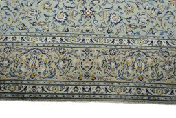 Full view of 2000s Kashan rug from Iran / Persia, 396 × 305 cm in Green tones