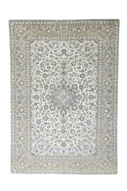 Full view of 2000s Kashan rug from Iran / Persia, 337 × 235 cm in Beige tones