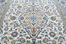 Central medallion detail of 2000s Kashan rug from Iran / Persia