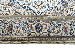 Full view of 2000s Kashan rug from Iran / Persia, 298 × 200 cm in Beige tones