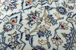 Full view of 2000s Kashan rug from Iran / Persia, 291 × 105 cm in Beige tones