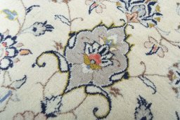 Close-up detail of 2000s Kashan rug from Iran / Persia showing Wool weave