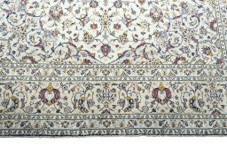 Full view of 2000s Kashan rug from Iran / Persia, 345 × 243 cm in Beige tones