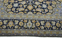 Full view of 2000s Kashan rug from Iran / Persia, 401 × 305 cm in Blue tones