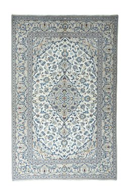 Full view of 2000s Kashan rug from Iran / Persia, 301 × 195 cm in Beige tones