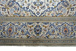 Full view of 2000s Kashan rug from Iran / Persia, 298 × 196 cm in Beige tones