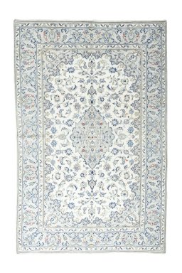 Full view of 2000s Kashan rug from Iran / Persia, 298 × 195 cm in Beige tones