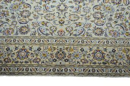 Full view of 2000s Kashan rug from Iran / Persia, 385 × 295 cm in Beige tones