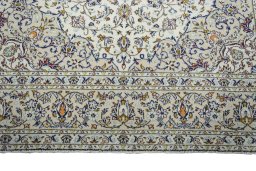 Full view of 2000s Kashan rug from Iran / Persia, 332 × 240 cm in Beige tones