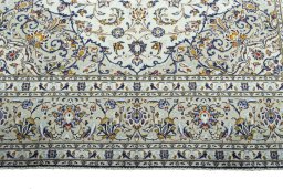 Full view of 2000s Kashan rug from Iran / Persia, 340 × 240 cm in Green tones