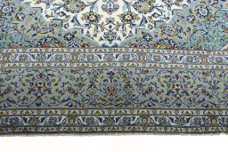 Full view of 2000s Kashan rug from Iran / Persia, 395 × 293 cm in Beige tones
