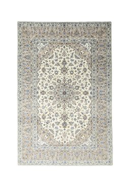 Full view of New Kashan rug from Iran / Persia, 300 × 200 cm in Beige tones