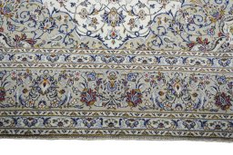 Full view of 2000s Kashan rug from Iran / Persia, 345 × 248 cm in Beige tones