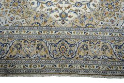 Full view of 2000s Kashan rug from Iran / Persia, 361 × 251 cm in Beige tones