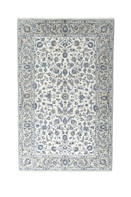 Full view of 2000s Kashan rug from Iran / Persia, 261 × 165 cm in Beige tones