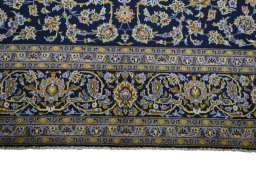 Full view of 2000s Kashan rug from Iran / Persia, 418 × 280 cm in Blue tones