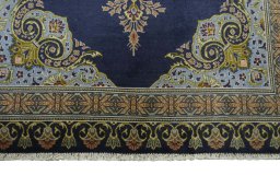 Full view of 2000s Kashan rug from Iran / Persia, 217 × 137 cm in Blue tones