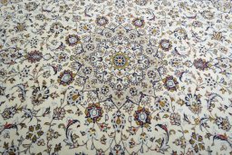 Central medallion detail of 2000s Kashan rug from Iran / Persia