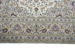 Full view of 2000s Kashan rug from Iran / Persia, 351 × 241 cm in Beige tones