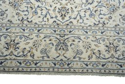 Full view of 2000s Kashan rug from Iran / Persia, 348 × 245 cm in Beige tones