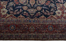 Full view of 1930s Kashan rug from Iran / Persia, 440 × 316 cm in Blue tones