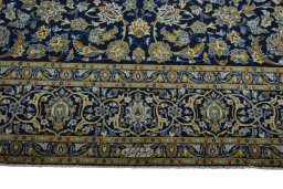 Full view of 2000s Kashan rug from Iran / Persia, 385 × 277 cm in Blue tones