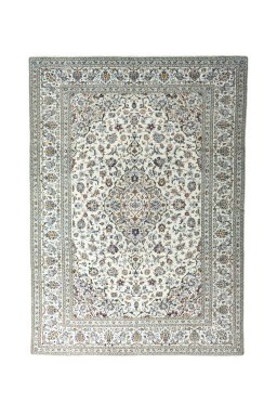 Full view of 2000s Kashan rug from Iran / Persia, 335 × 241 cm in Beige tones
