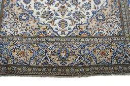 Full view of 2000s Kashan rug from Iran / Persia, 294 × 198 cm in Beige tones