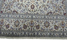 Full view of 2000s Kashan rug from Iran / Persia, 354 × 234 cm in Beige tones