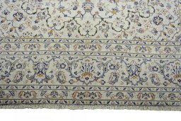 Full view of 2000s Kashan rug from Iran / Persia, 345 × 242 cm in Beige tones