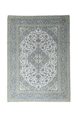 Full view of 2000s Kashan rug from Iran / Persia, 347 × 255 cm in Beige tones