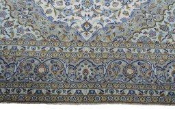 Full view of 2000s Kashan rug from Iran / Persia, 347 × 255 cm in Beige tones