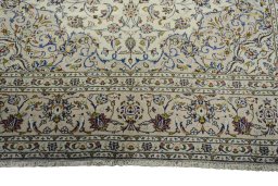 Full view of 2000s Kashan rug from Iran / Persia, 335 × 245 cm in Beige tones