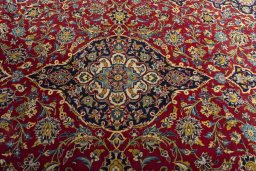 Central medallion detail of 2000s Kashan rug from Iran / Persia