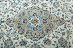 Central medallion detail of 2000s Kashan rug from Iran / Persia