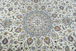 Central medallion detail of 2000s Kashan rug from Iran / Persia